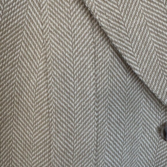Banana Republic Norfolk Linen-Cotton Cream Herringbone Belted Long Blazer Jacket - Picture 16 of 17